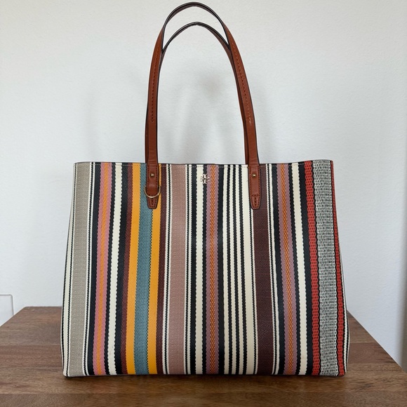 Tory Burch Multicolor Striped Large Tote - Picture 1 of 7